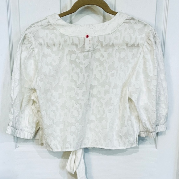 Carter Red Company DESIGNER White tie-front top shirt blouse Size L Large 10 12 - Picture 7 of 11